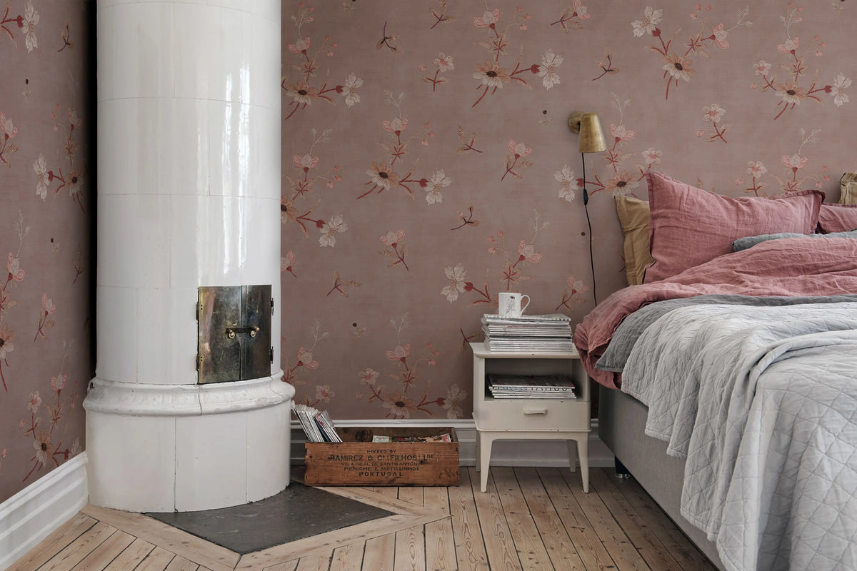 Grandmother Dress, Pink Mural Wallpaper - room preview 03