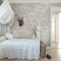 Golden Poppy, White Mural Wallpaper - room preview 03