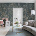 Silk Floral, Petrol Mural Wallpaper - room preview 03