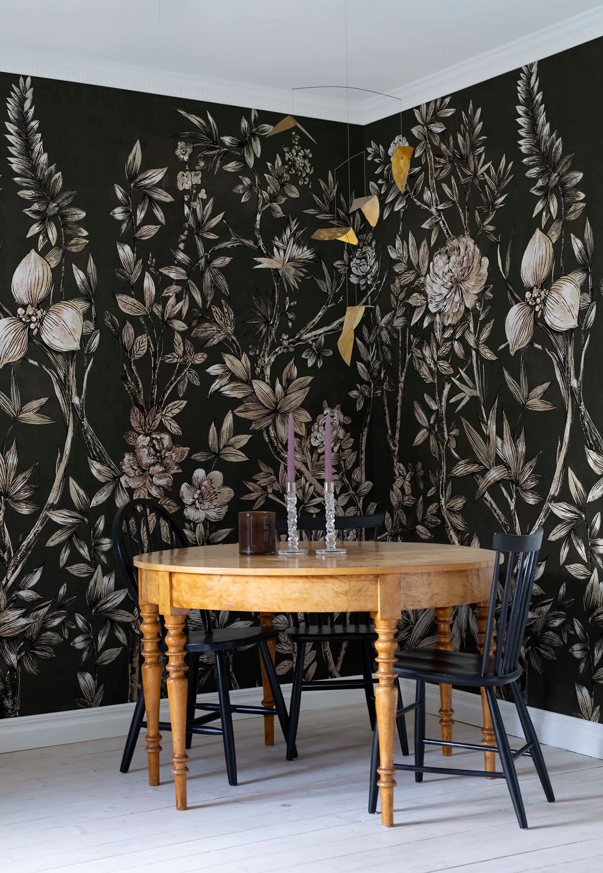 Silk Floral, Midnight Mural Wallpaper - room preview 03