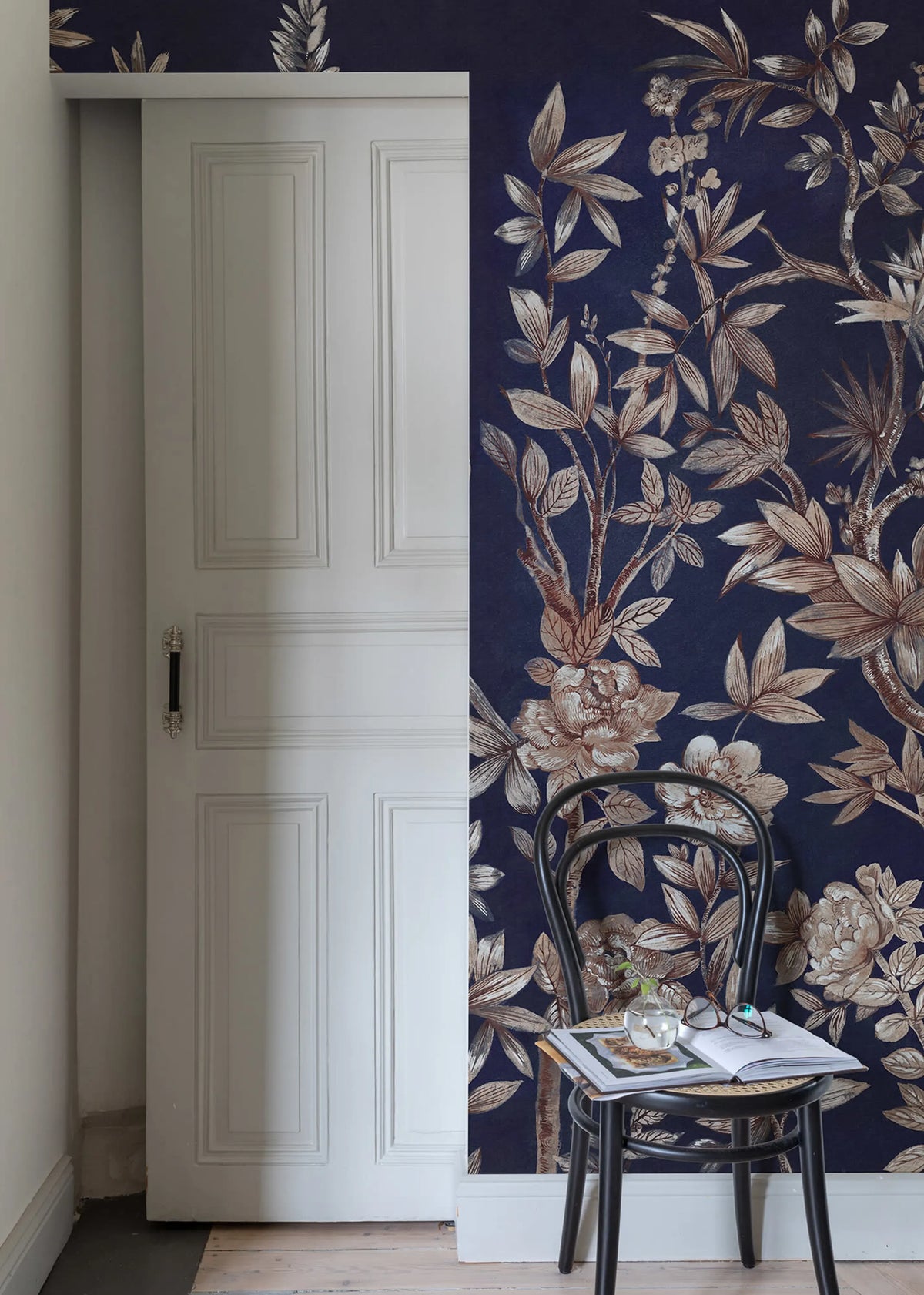 Silk Floral, Blue Mural Wallpaper - room preview 03