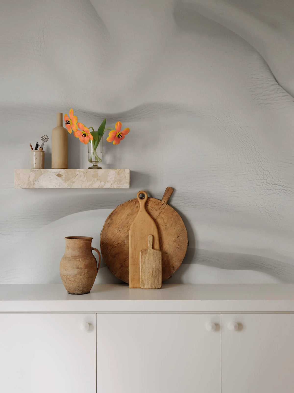 Formed by Time, White Mural Wallpaper - room preview 03