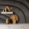 Smoky Swirl, Graphite Mural Wallpaper - room preview 03