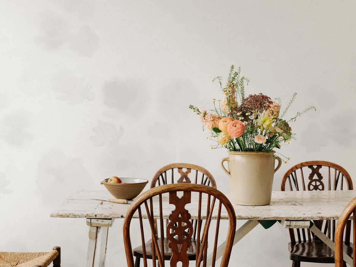 Faded Dreams, White Mural Wallpaper - room preview 03