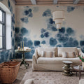 Faded Dreams, Blue Mural Wallpaper - room preview 03