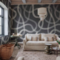 Serpentine, Graphite Mural Wallpaper - room preview 03
