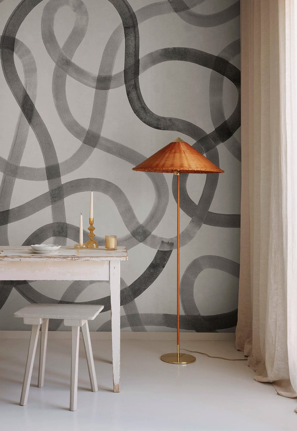 Serpentine, Gray Mural Wallpaper - room preview 03