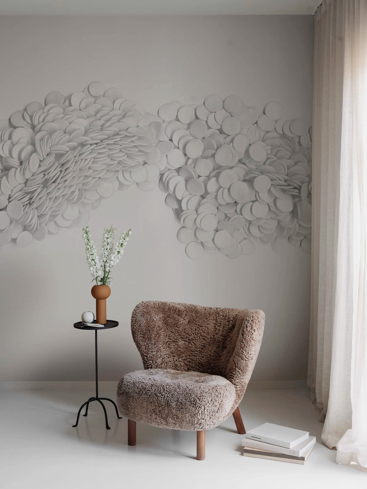 Scattered Dots, White Mural Wallpaper - room preview 03