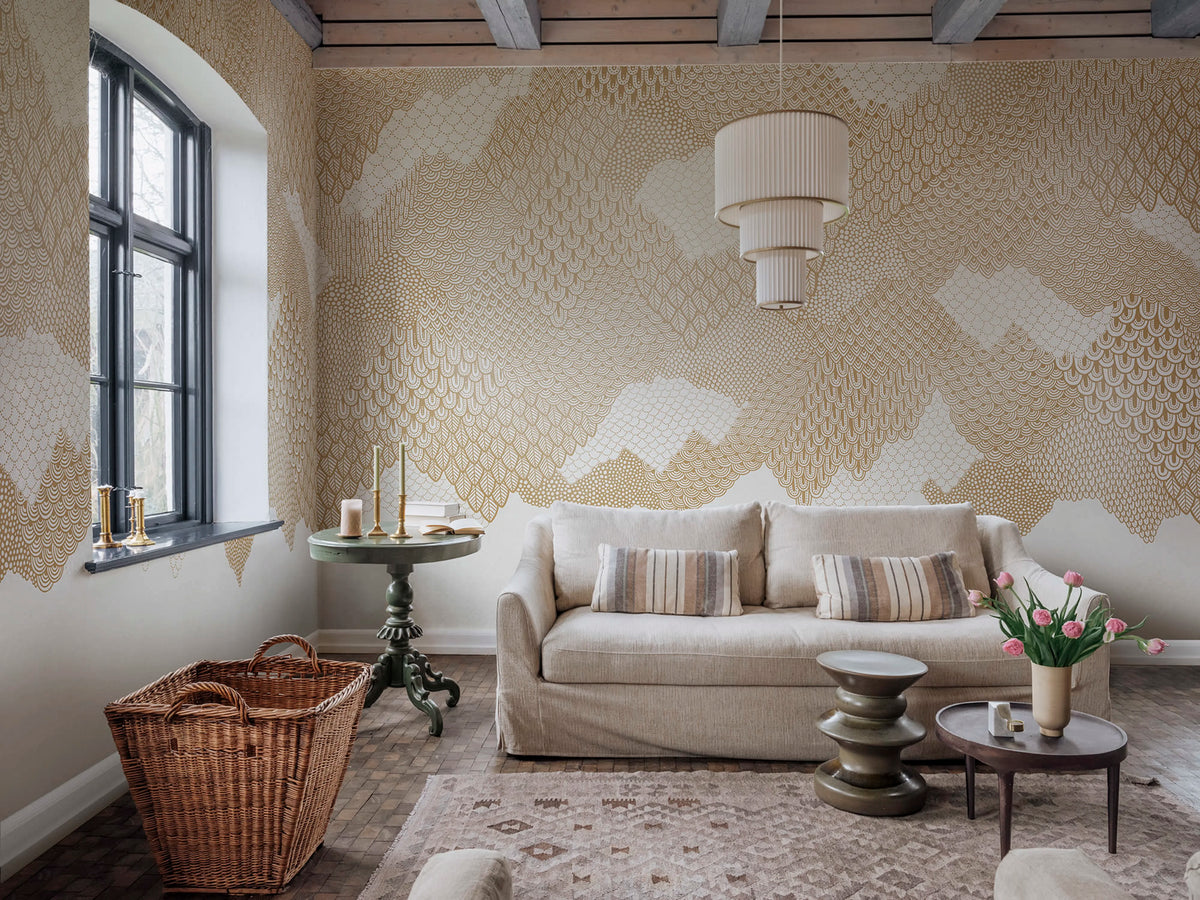 Golden Mountains, Sand Mural Wallpaper - room preview 03