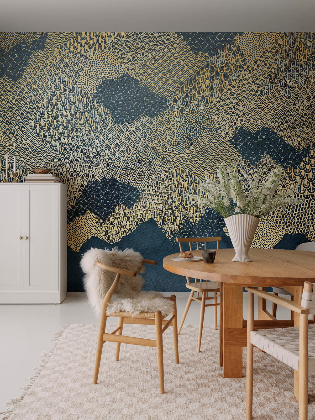 Golden Mountains, Dark Blue Mural Wallpaper - room preview 03