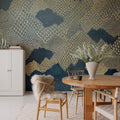 Golden Mountains, Dark Blue Mural Wallpaper - room preview 03