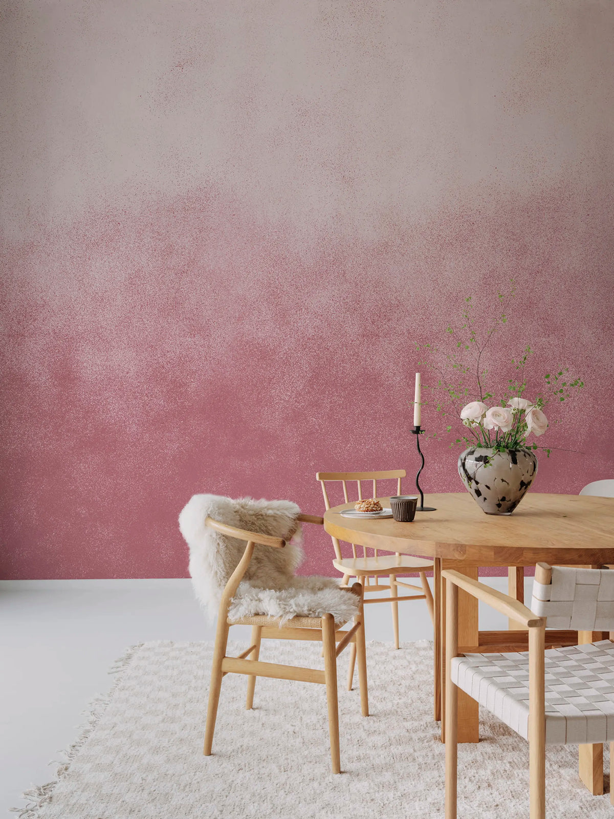 Ash Gradient, Pink Mural Wallpaper - room preview 03