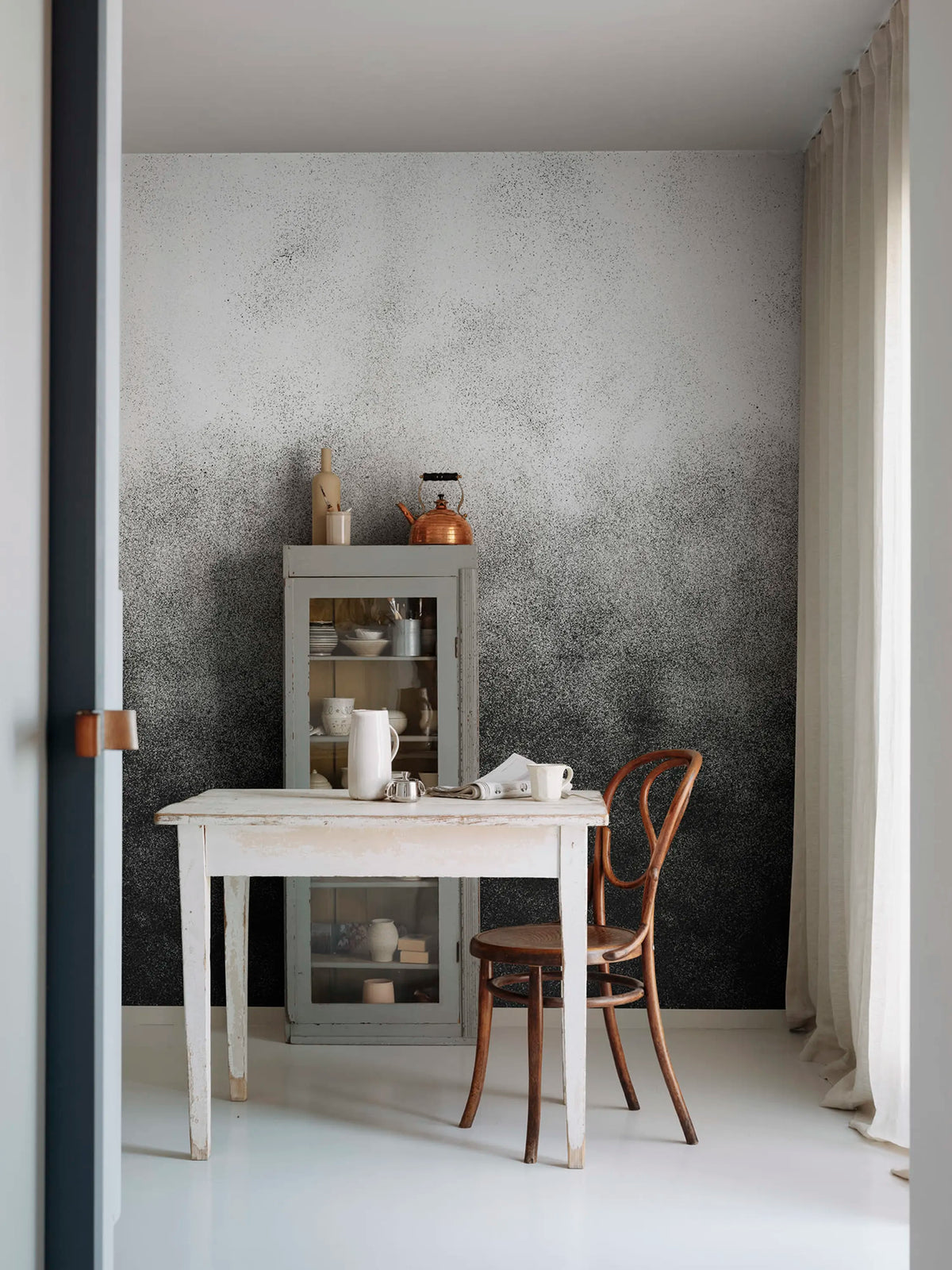 Ash Gradient, Graphite Mural Wallpaper - room preview 03