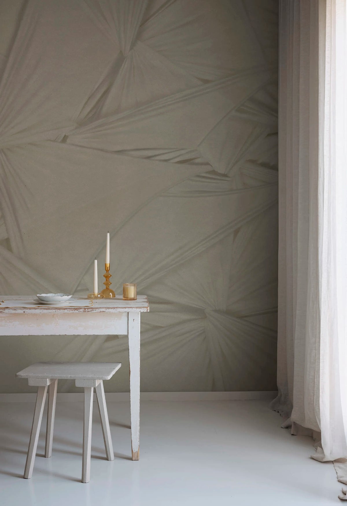 Silk Shadows, Beige Mural Wallpaper - room preview 03