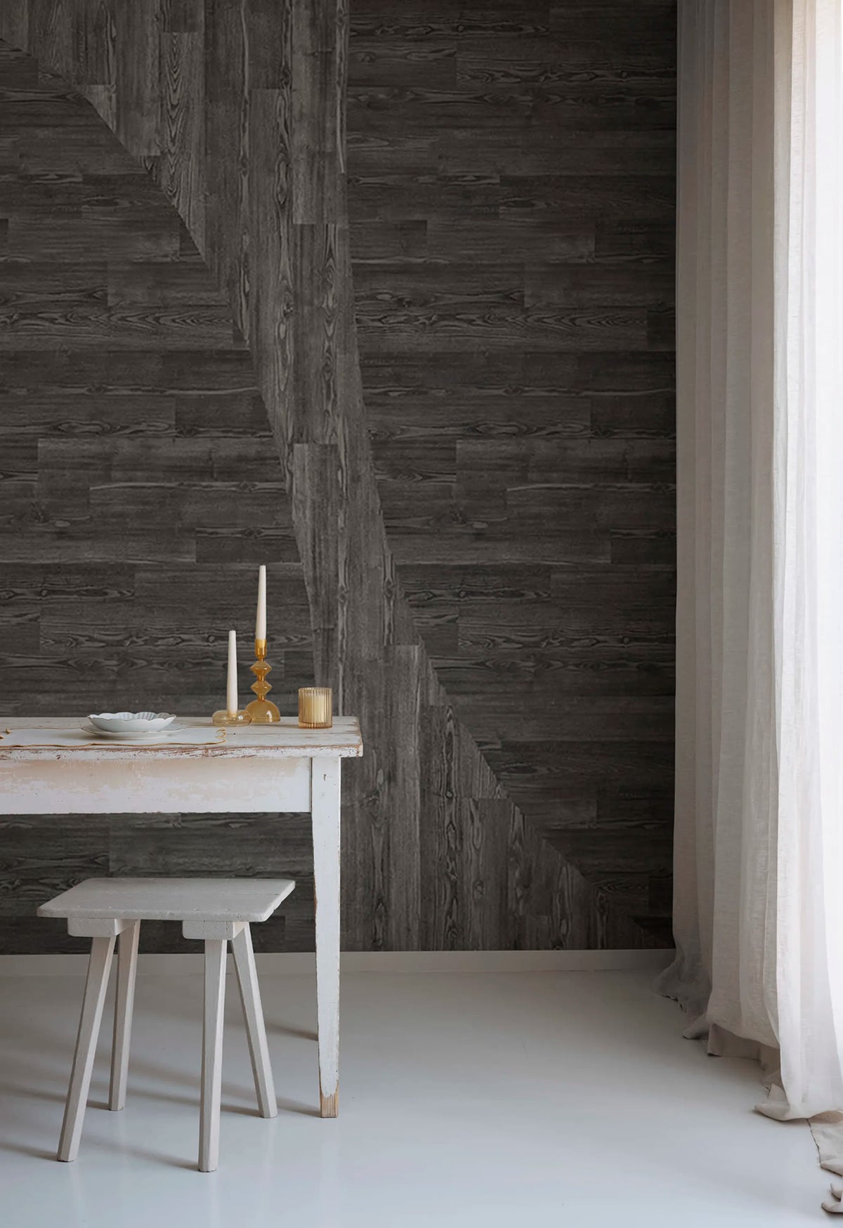 Woodline, Gray Mural Wallpaper - room preview 03