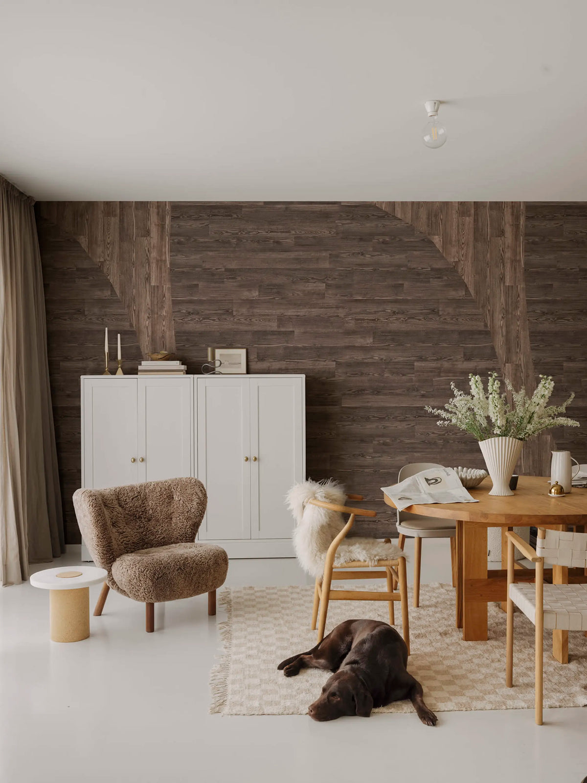 Woodline, Teak Mural Wallpaper - room preview 03