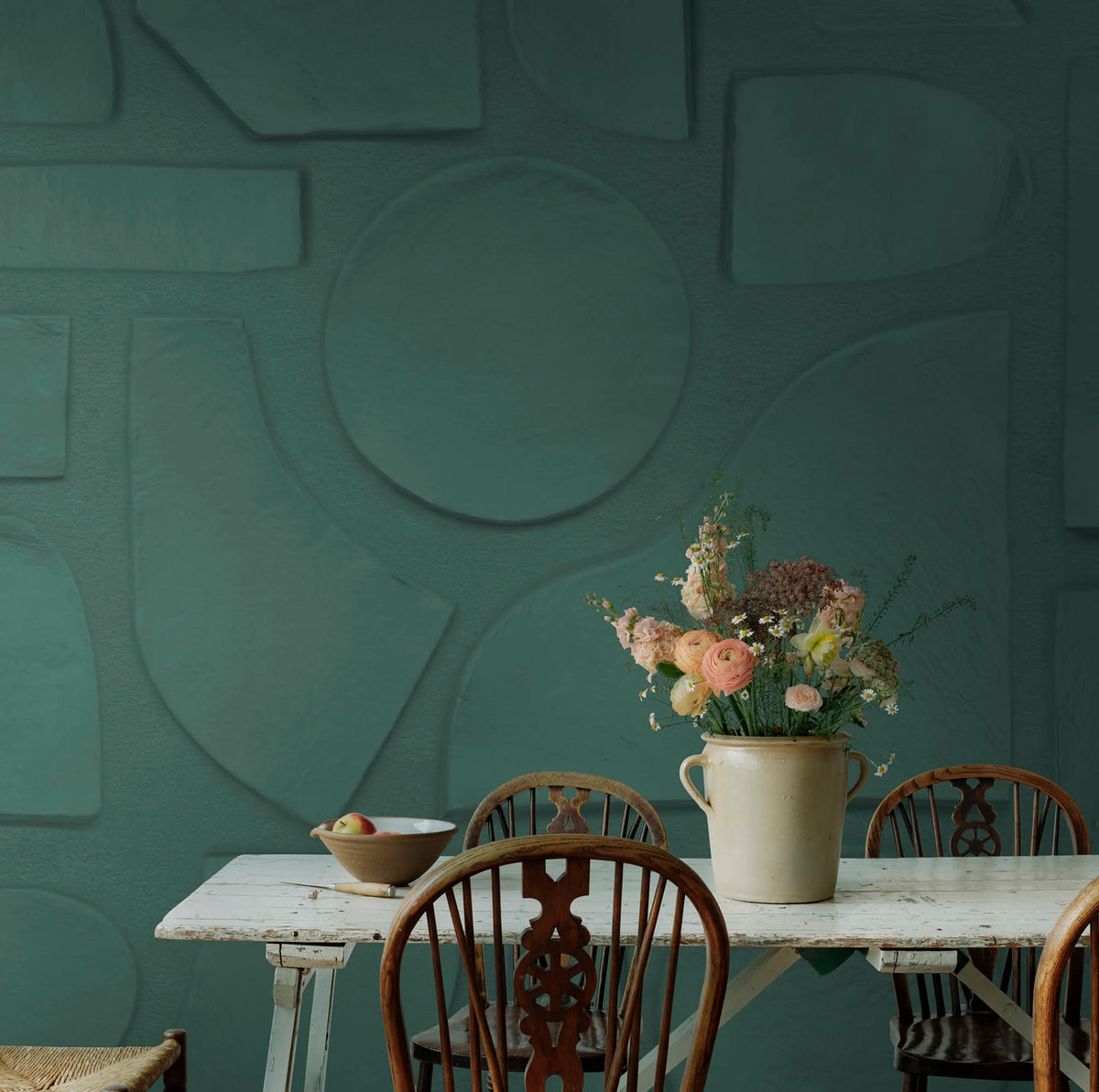 Clay Figures, Emerald Mural Wallpaper - room preview 03