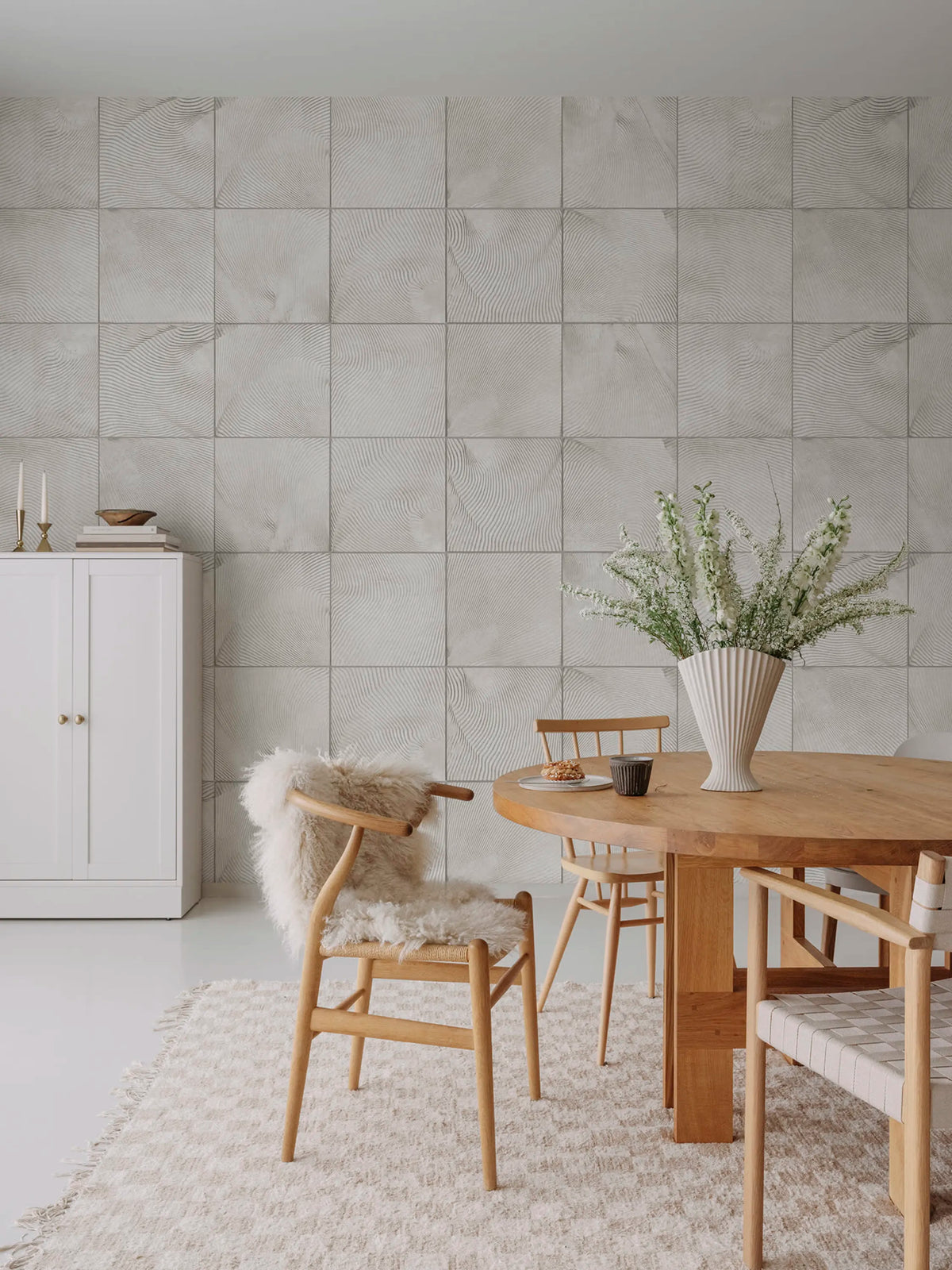 Craft Tiles, White Mural Wallpaper - room preview 03