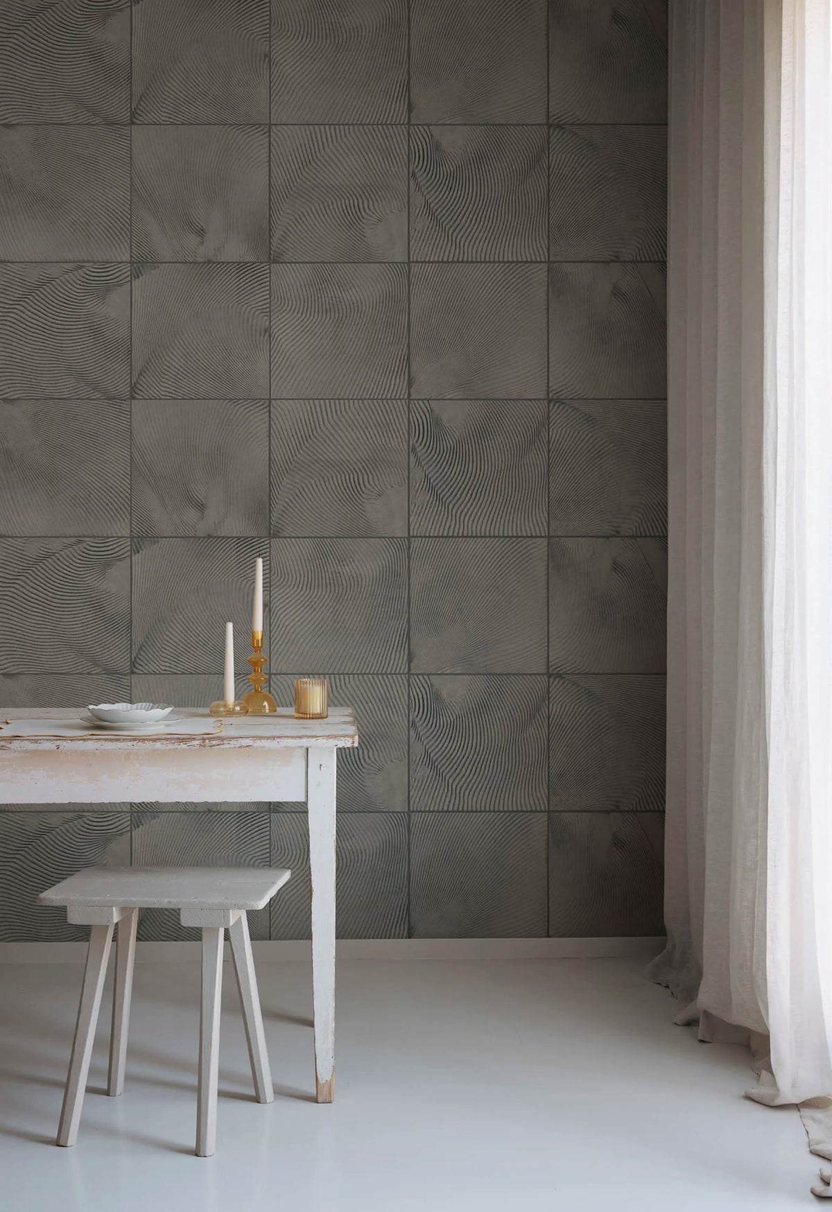 Craft Tiles, Gray Mural Wallpaper - room preview 03