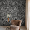 Marbling, Graphite Mural Wallpaper - room preview 03
