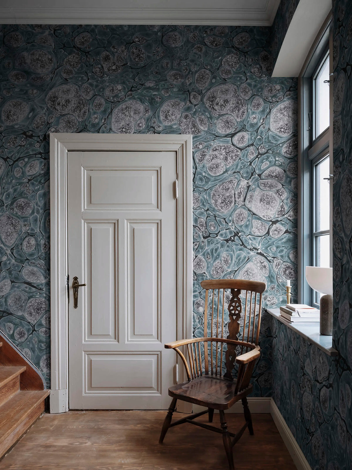 Marbling, Blue Mural Wallpaper - room preview 03