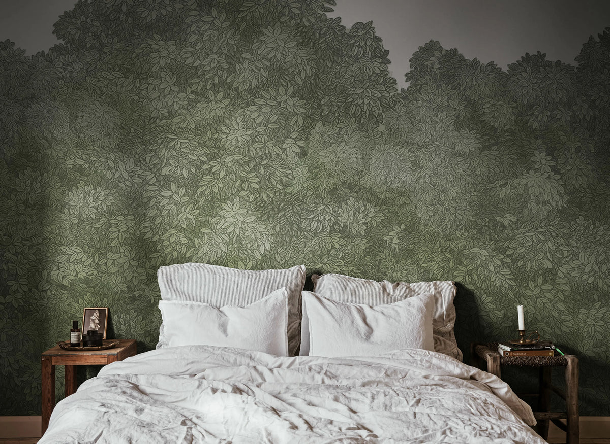 Belle Buisson, Green Mural Wallpaper - room preview 03