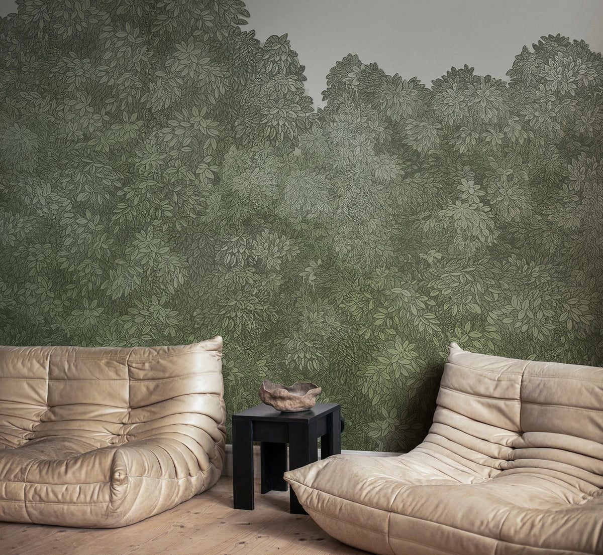 Belle Buisson, Green Vintage Mural Wallpaper - room preview 03