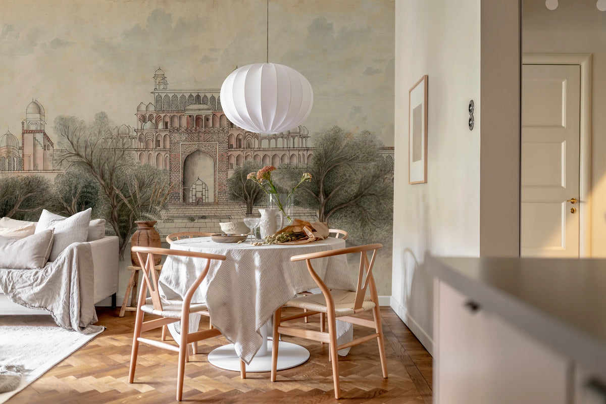 The Temple, Pink Mural Wallpaper - room preview 03