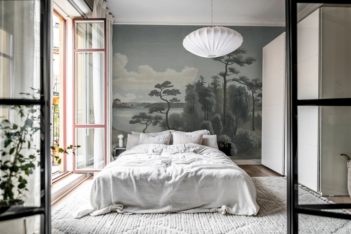 Lake View, Blue Mural Wallpaper - room preview 03