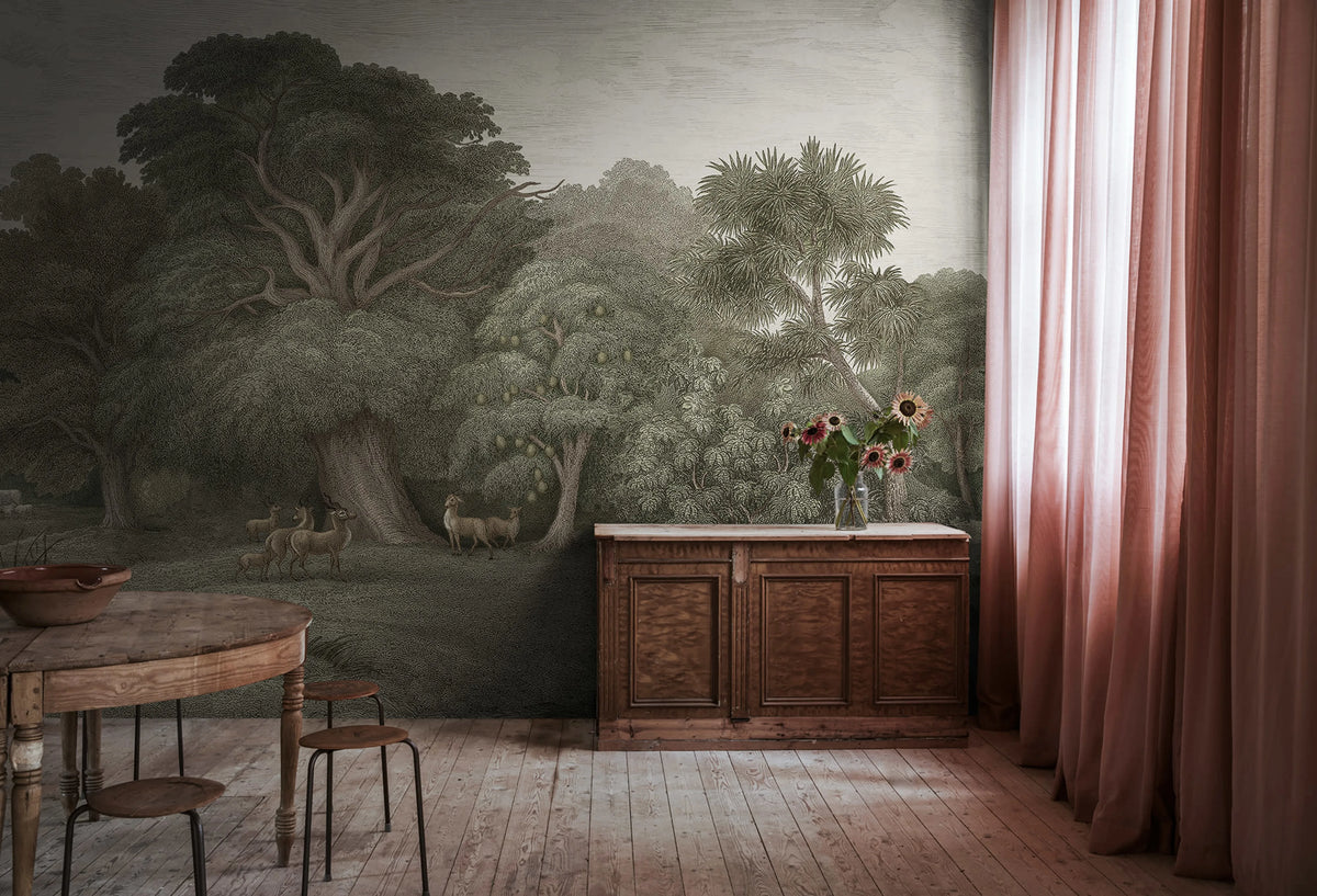 Jungle Forest, Green Mural Wallpaper - room preview 03