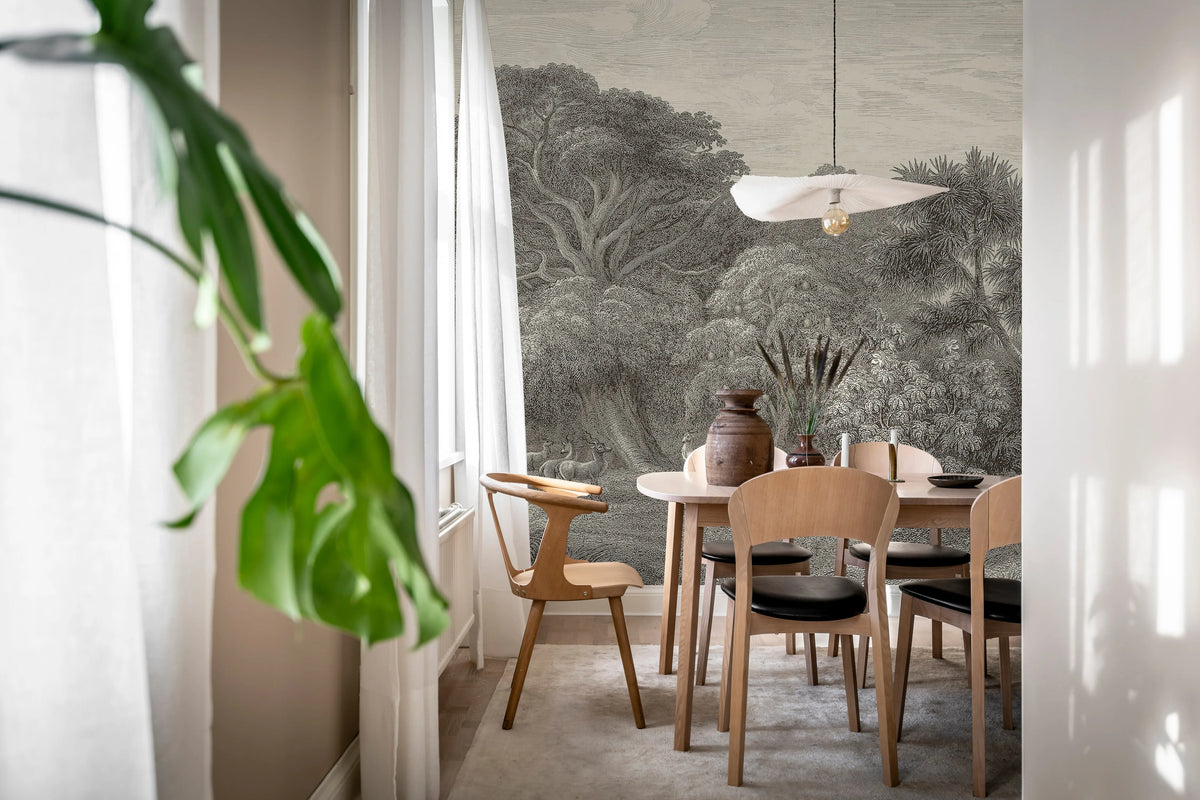 Jungle Forest, Beige Mural Wallpaper - room preview 03