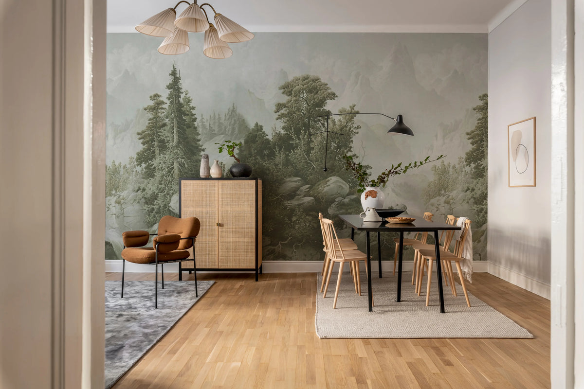 Mountain Horizon, Green Mural Wallpaper - room preview 03
