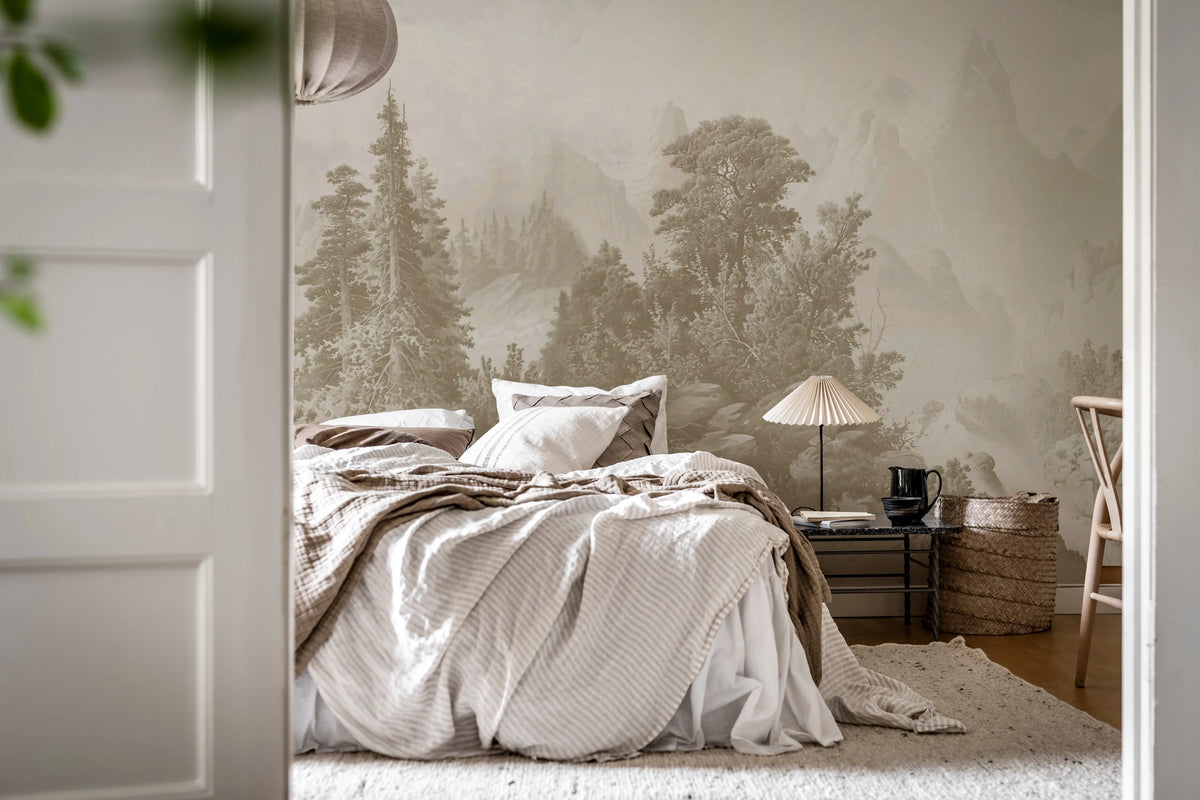 Mountain Horizon, Beige Mural Wallpaper - room preview 03