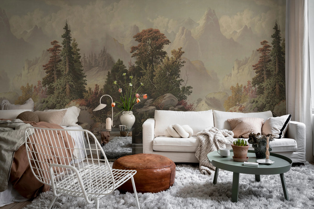 Mountain Horizon, Vintage Mural Wallpaper - room preview 03