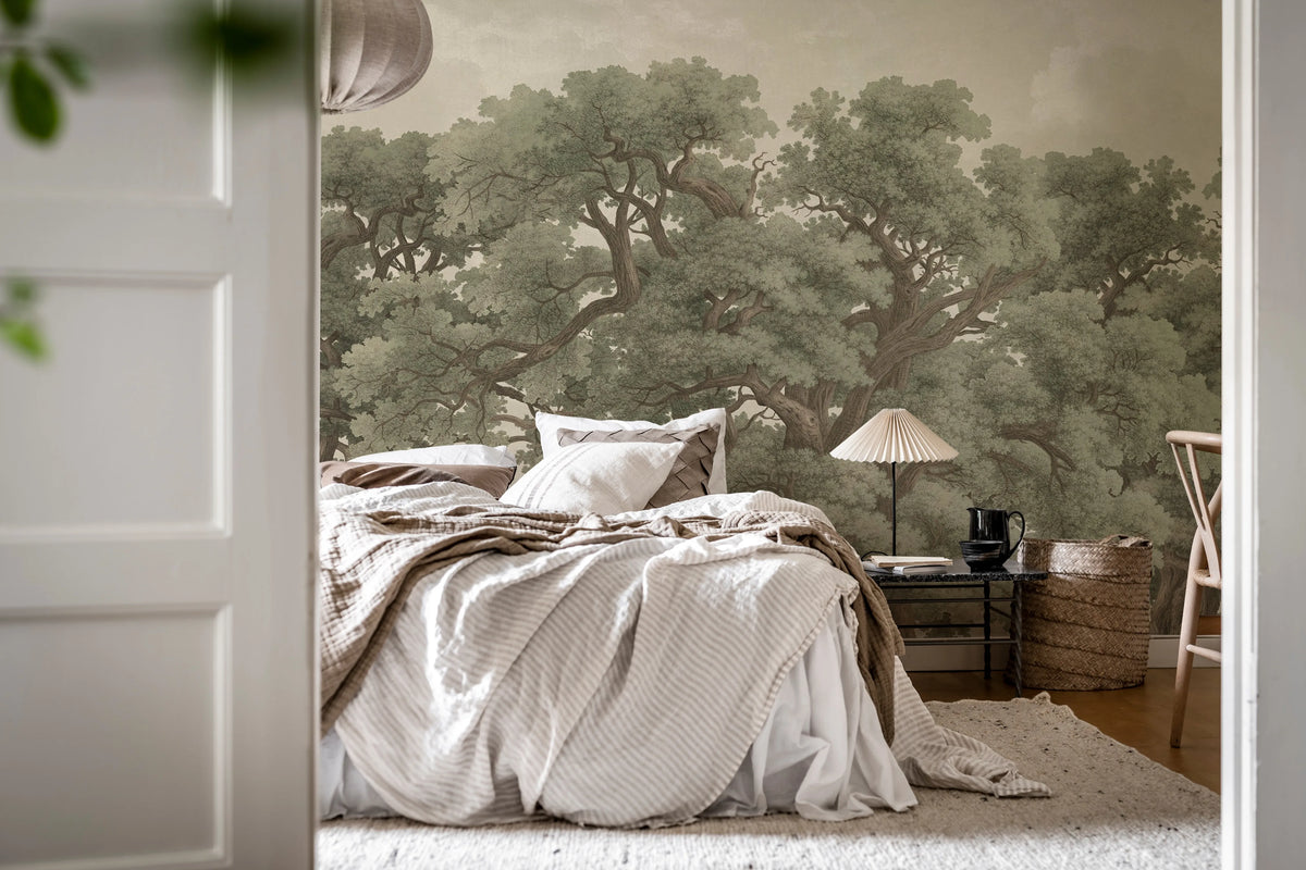 Vintage Oaks, Green Mural Wallpaper - room preview 03