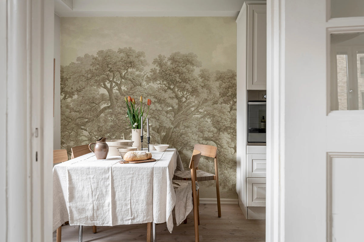 Vintage Oaks, Beige Mural Wallpaper - room preview 03