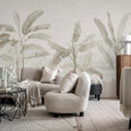 Tropical Palms, Beige Mural Wallpaper - room preview 03