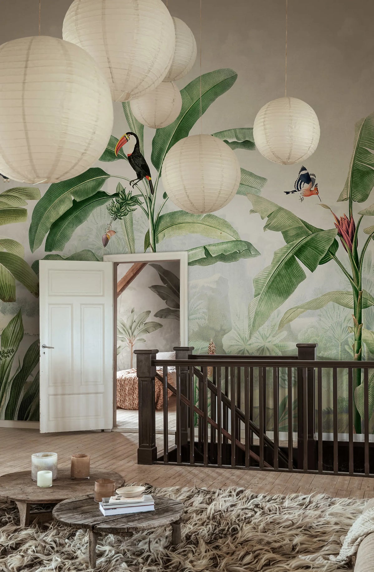 Tropical Palms, Birds Mural Wallpaper - room preview 03