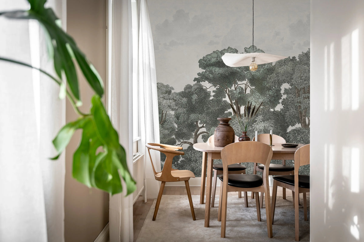 Bellewood Clouds, Blue Vintage Mural Wallpaper - room preview 03