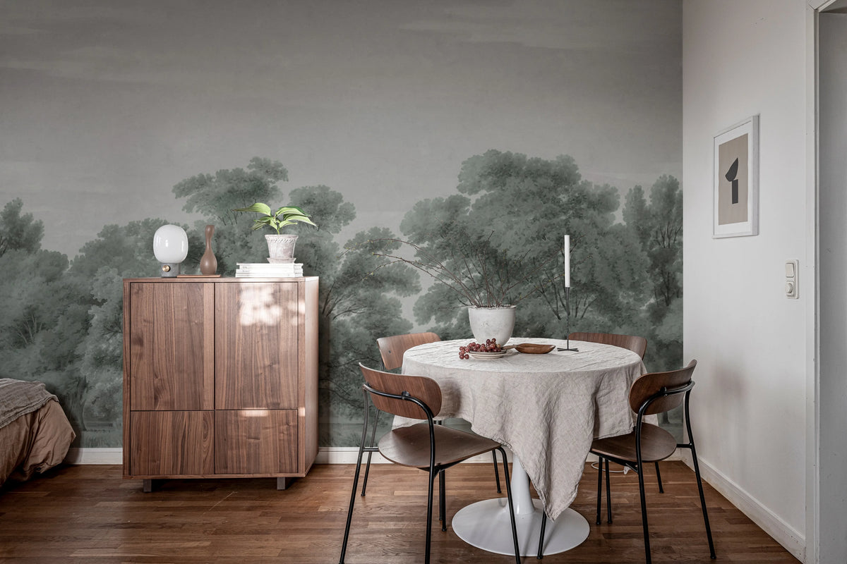 Whispering Forest, Blue Mural Wallpaper - room preview 03