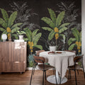 Banana Tree Jungle, Black Mural Wallpaper - room preview 03