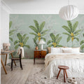Banana Tree Jungle, Light Blue Mural Wallpaper - room preview 03
