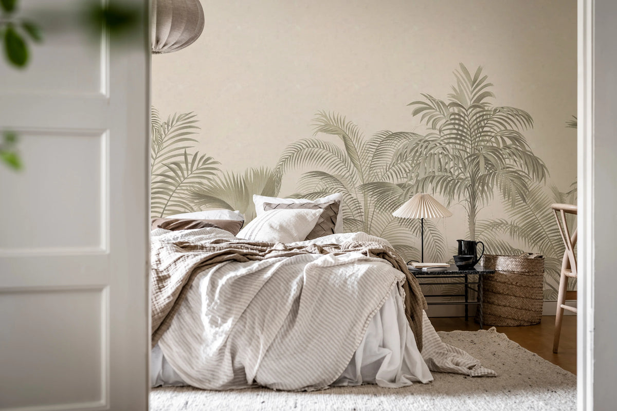 Retro Jungle, Beige Mural Wallpaper - room preview 03