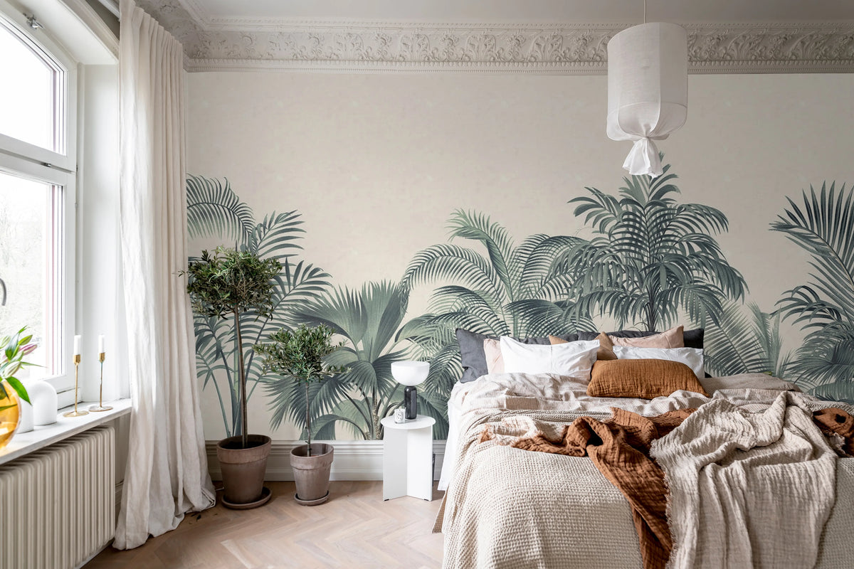 Retro Jungle, Turquoise Mural Wallpaper - room preview 03