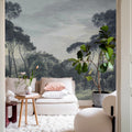 Pine Wood, Blue Mural Wallpaper - room preview 03
