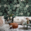 Mystic Water Lilies, Green Mural Wallpaper - room preview 03