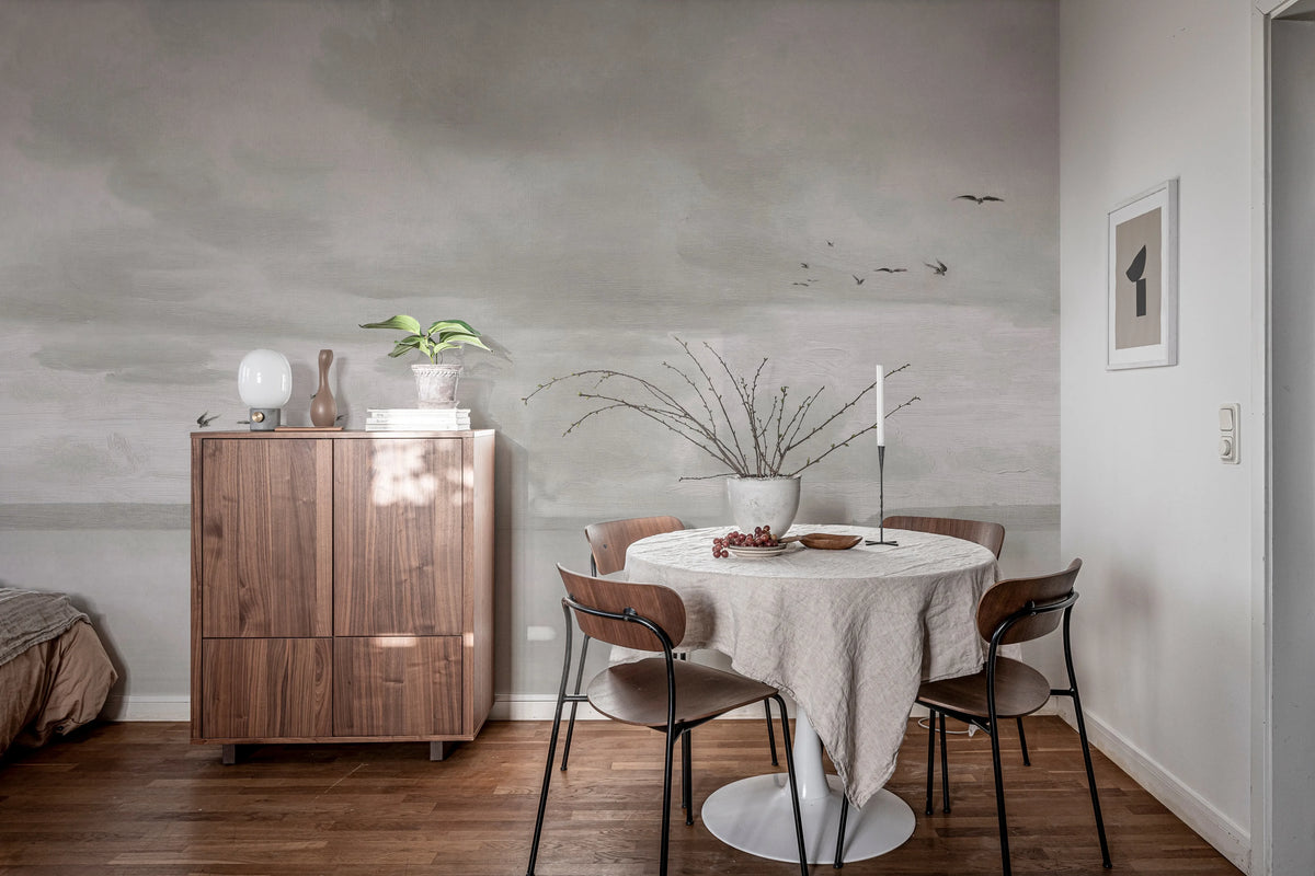 Seabirds, Beige Mural Wallpaper - room preview 03