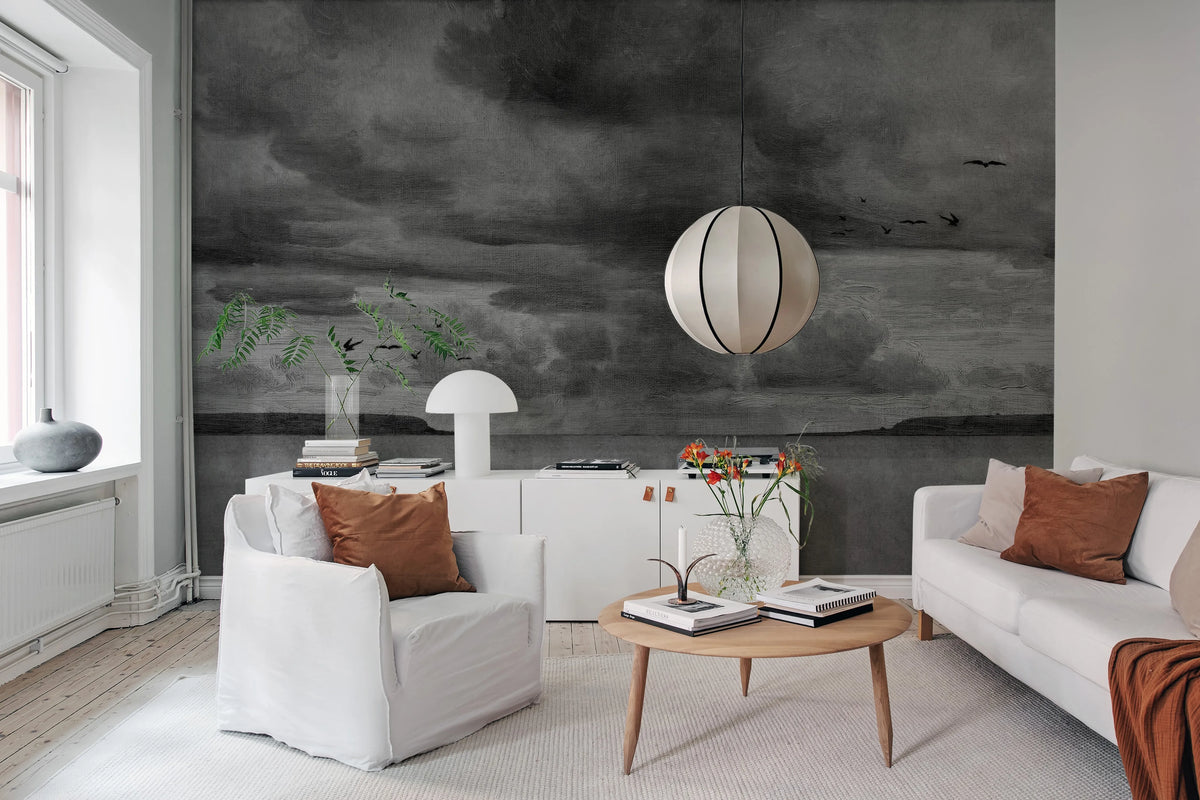 Seabirds, Black & White Mural Wallpaper - room preview 03