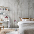 Birch Fog, White Mural Wallpaper - room preview 03