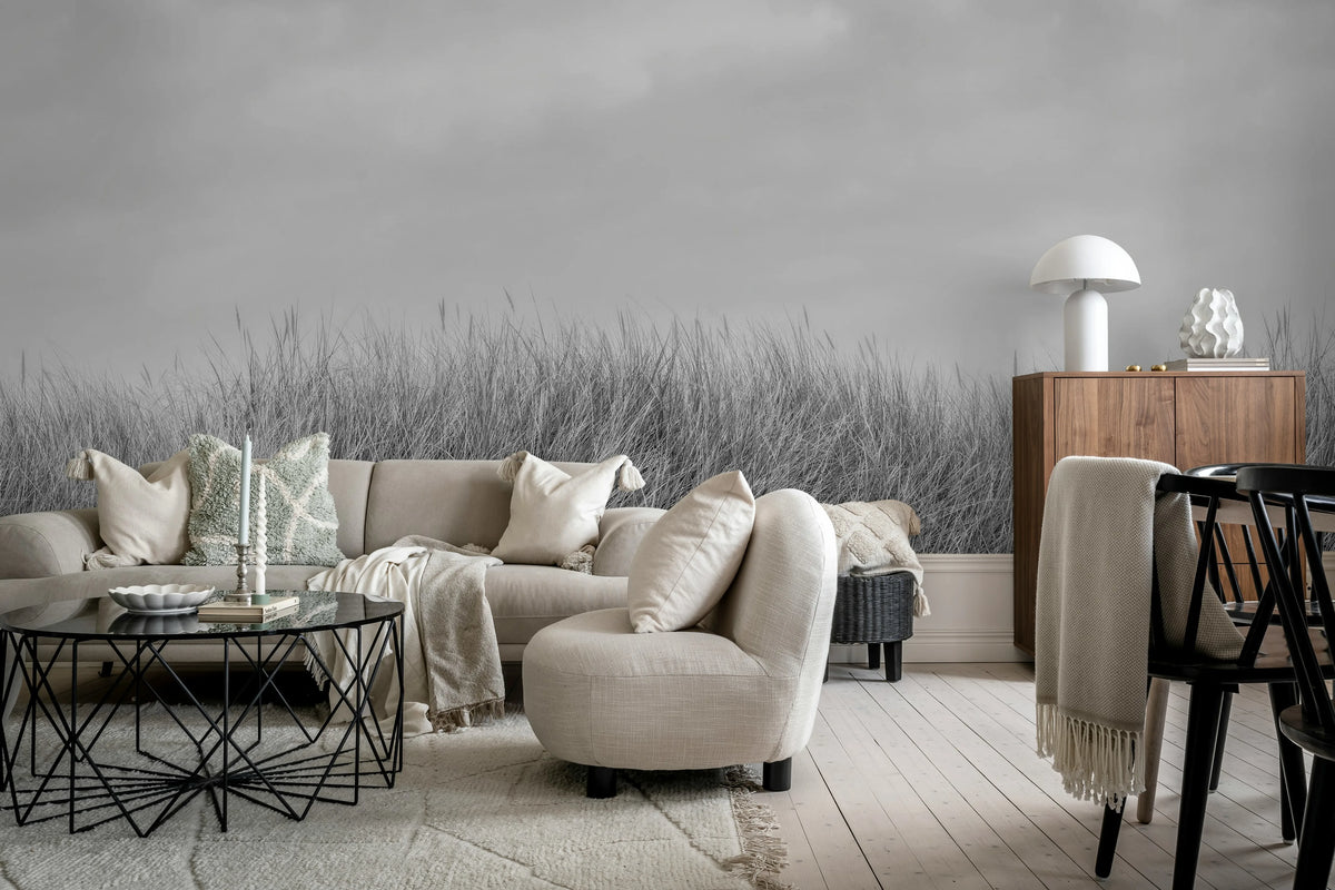 Scandinavian Reed, Black & White Mural Wallpaper - room preview 03